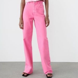 Zara Pink Wide Leg Jeans